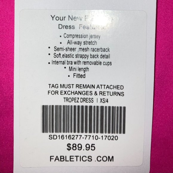 NWT Hot Pink XS Fabletics Tropez Dress - Picture 2 of 2